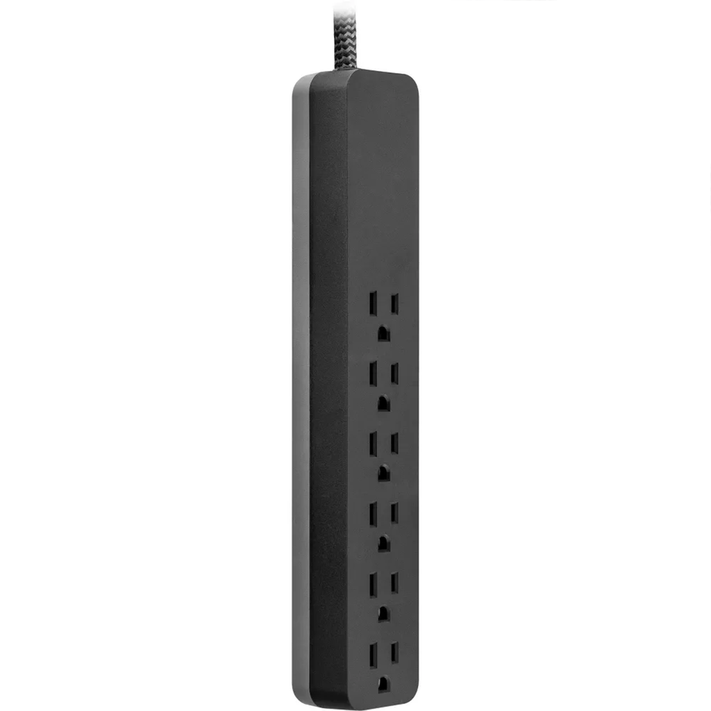 6 Outlet Surge Protector Power Strip With 10Ft Braided Extension Cord