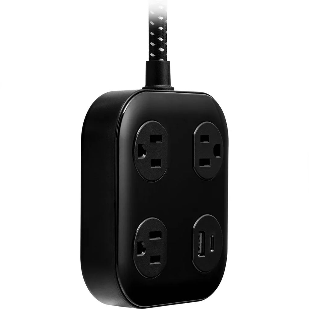 3 Outlet Surge Protector Power Strip With USB‑A USB‑C And 4Ft Braided Cord